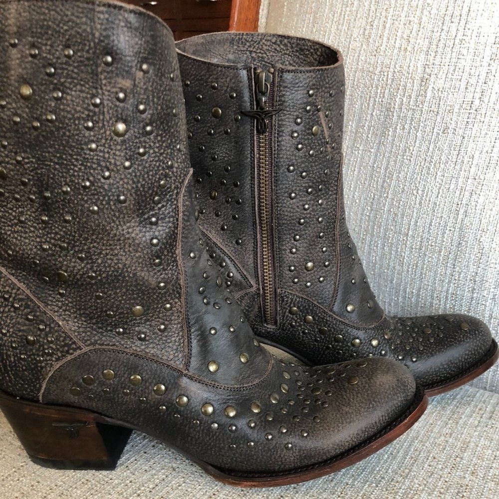 Studded Brown Heeled Boots